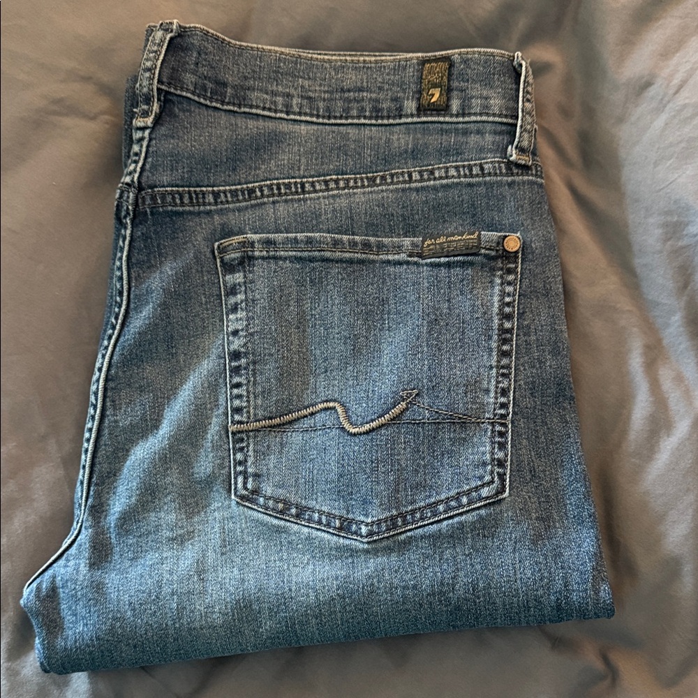 7 For All Mankind Men's Medium Blue Airweft Straight